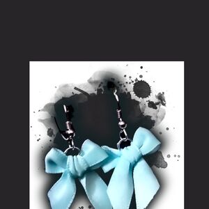 Elegant Blue Bow Earrings
